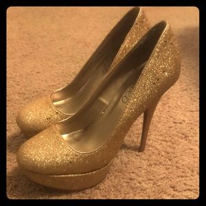 Gold Glitter Heels